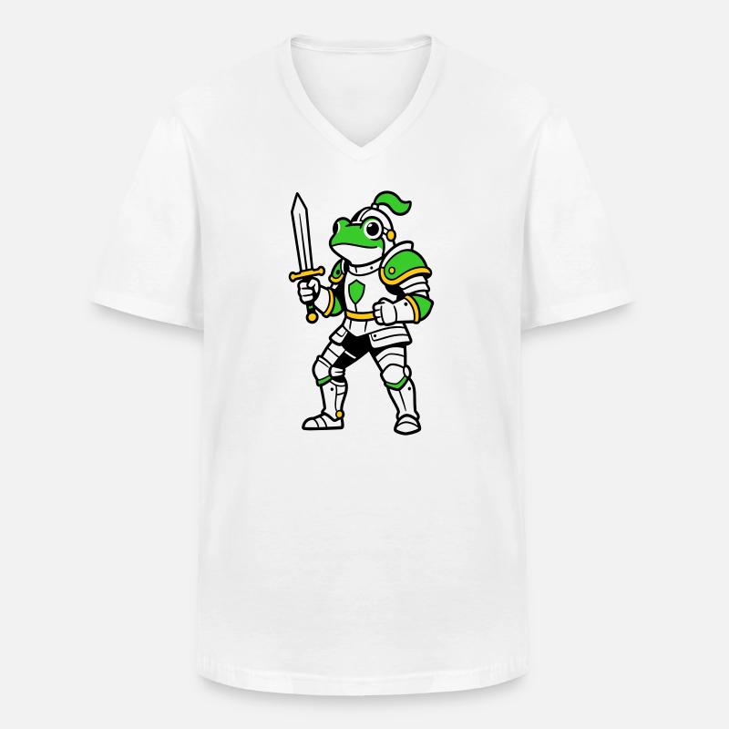 Froschritter - Männer-T-Shirt mit V-Ausschnitt - Weiß