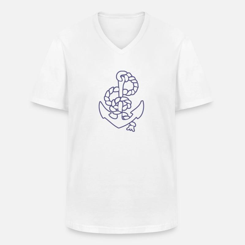 Anker Meer Seefahrer Küste - Männer-T-Shirt mit V-Ausschnitt - Weiß