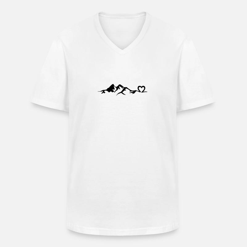 Herz - Berg - (2) - Männer-T-Shirt mit V-Ausschnitt - Weiß