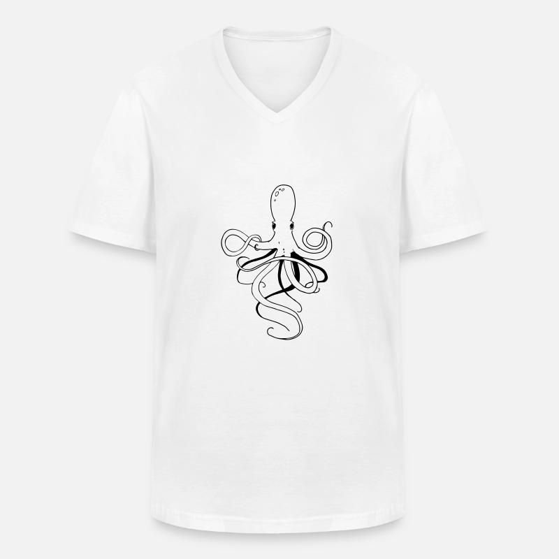 Krake - Männer-T-Shirt mit V-Ausschnitt - Weiß