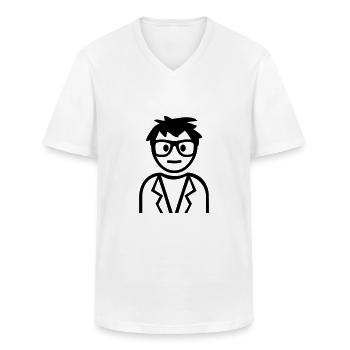 Nerd - T-shirt col V Homme - blanc - Devant - AI Model Male 185 light (185cm)