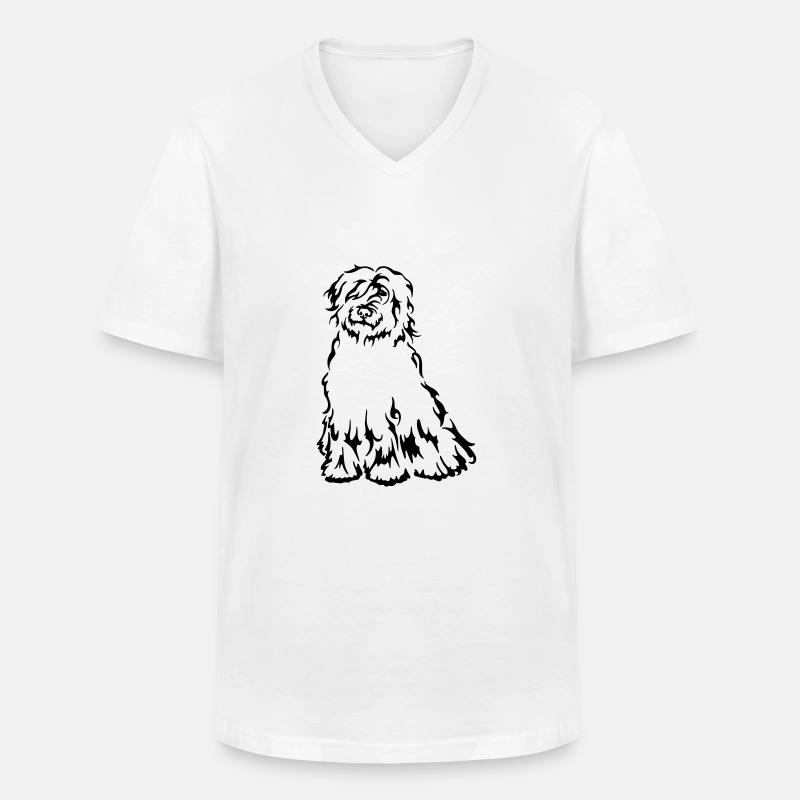 Cane da pastore bergamasco - Maglietta da uomo classica con scollo a V - bianco