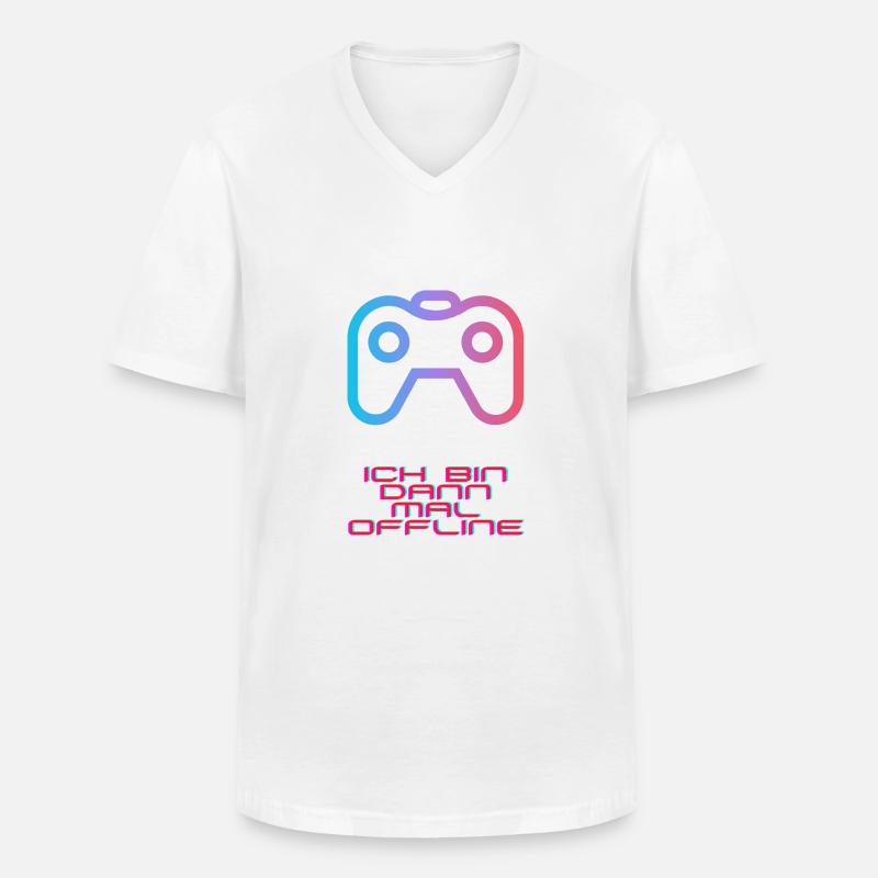 Ich bin dann mal offline - Männer-T-Shirt mit V-Ausschnitt - Weiß