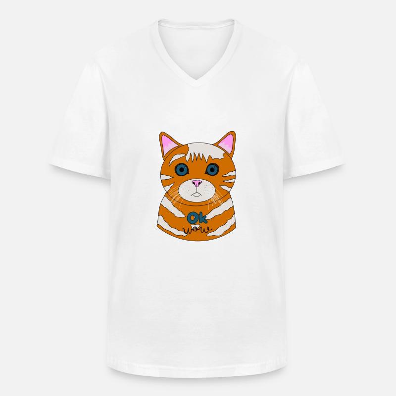 Erstaunte Katze Ok Wow - Männer-T-Shirt mit V-Ausschnitt - Weiß