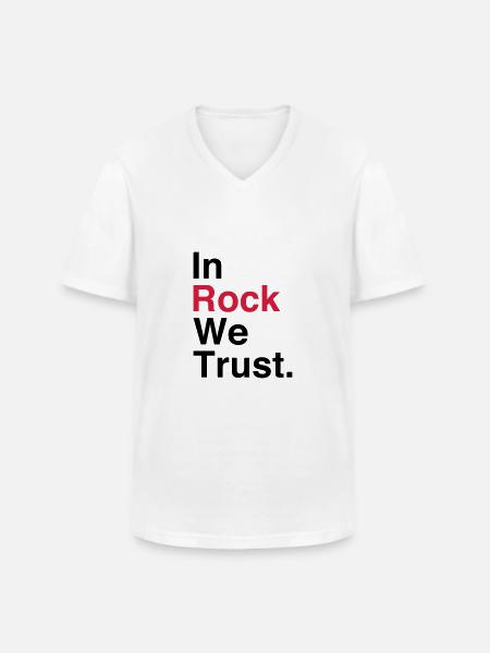 In Rock We Trust. - Men's V-Neck T-Shirt - white
