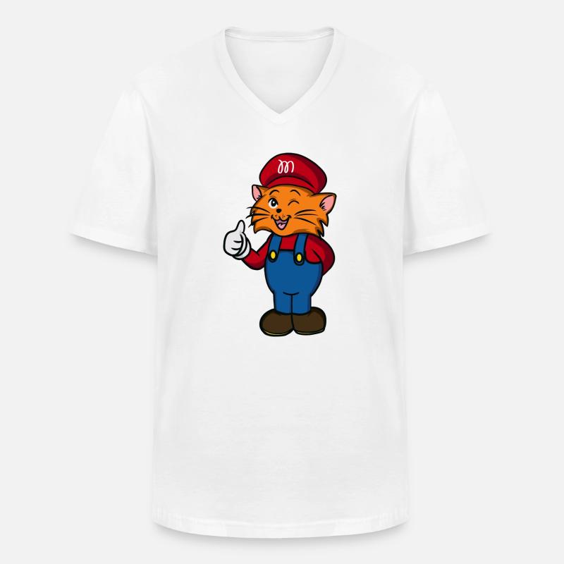 Süße Katze - Männer-T-Shirt mit V-Ausschnitt - Weiß