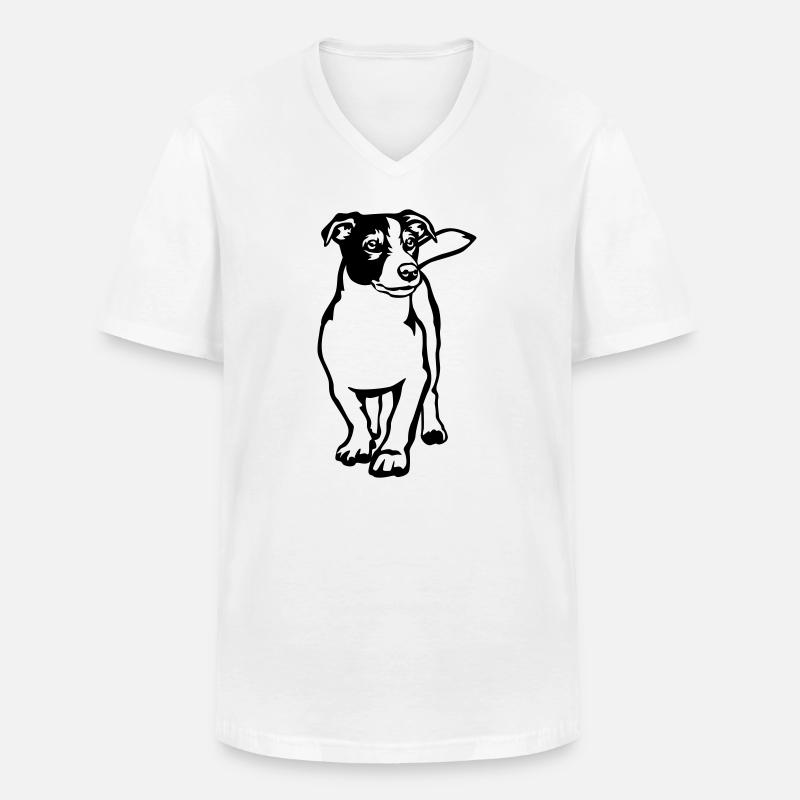 Jack Russell Terrier - Männer-T-Shirt mit V-Ausschnitt - Weiß