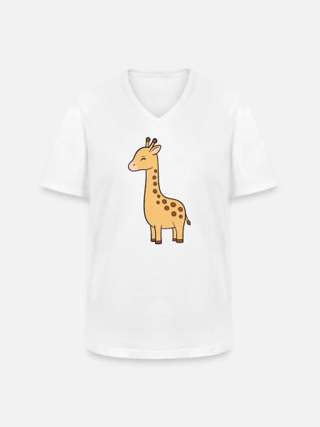 Girafe - T-shirt col V Homme - blanc