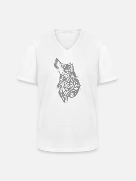 Nordic Wolf Tribal Tattoo - Men's V-Neck T-Shirt - white