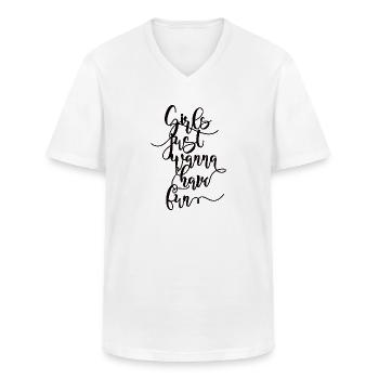 GIRLS JUST WANNA HAVE FUN - T-shirt col V Homme - blanc - Devant - AI Model Male 185 light (185cm)