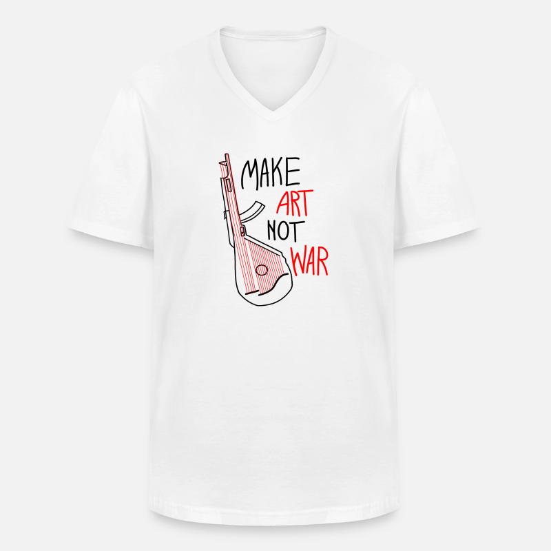 Make Art No War - Männer-T-Shirt mit V-Ausschnitt - Weiß