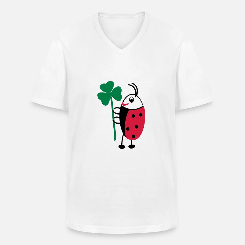 Glückskäfer - Männer-T-Shirt mit V-Ausschnitt - Weiß