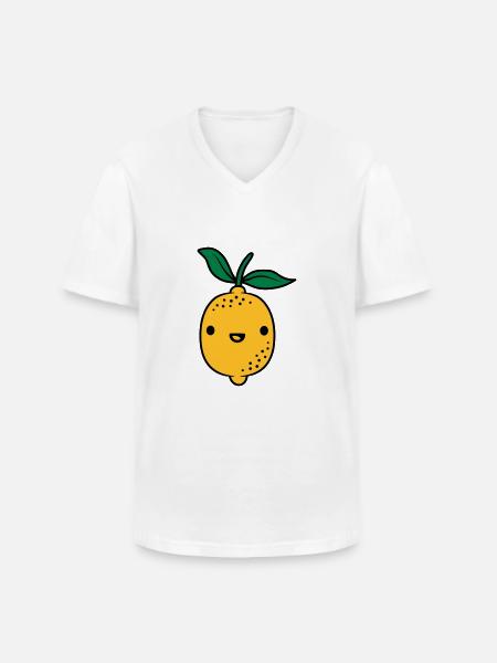 Kawaii lemon fruit - Men's V-Neck T-Shirt - white