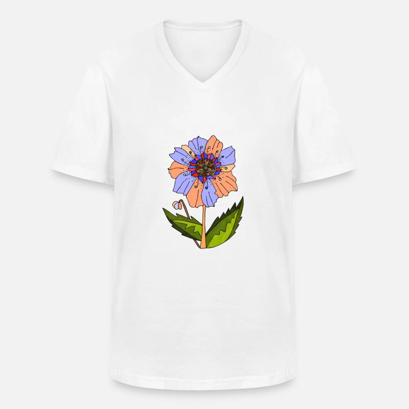 Blume - Männer-T-Shirt mit V-Ausschnitt - Weiß