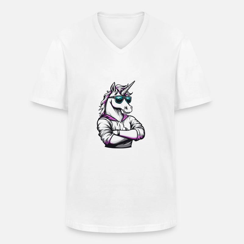Einhorn Comic - Männer-T-Shirt mit V-Ausschnitt - Weiß