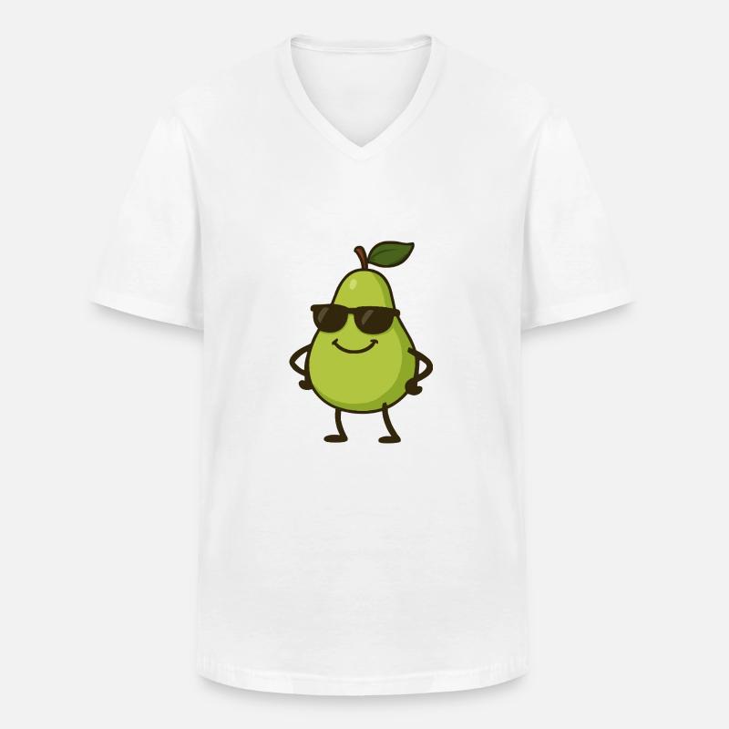 Pear Comic Cool - Men's V-Neck T-Shirt - white