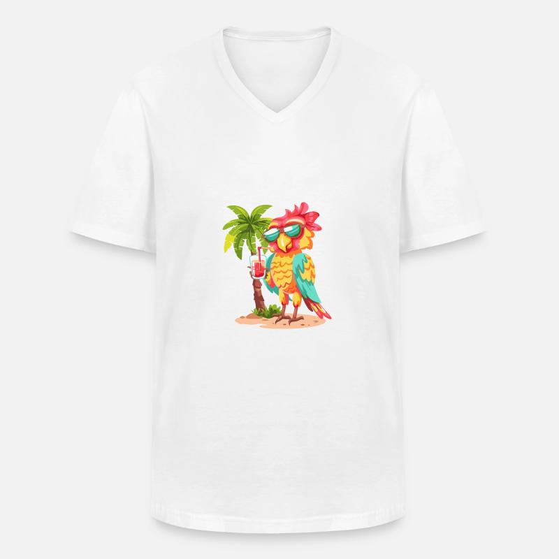 Papagei Sommer Strand Comic - Männer-T-Shirt mit V-Ausschnitt - Weiß