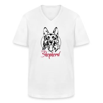 GERMAN SHEPHERD Hund Hunde Wilsigns Schäferhund - Männer-T-Shirt mit V-Ausschnitt - Weiß - Vorne - AI Model Male 185 light (185cm)