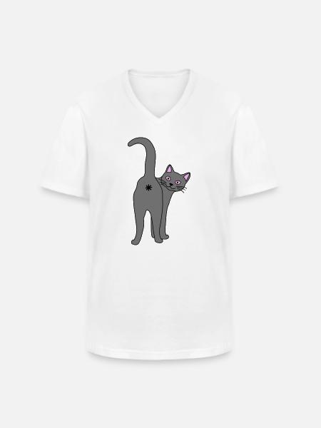 Naughty cat - Men's V-Neck T-Shirt - white