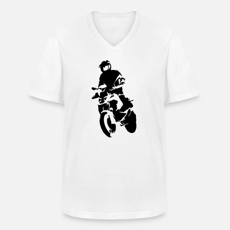 Bikershirt1300vektor - Männer-T-Shirt mit V-Ausschnitt - Weiß