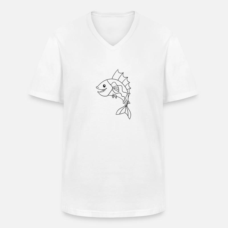 Fisch, Fische, Geschenk, Geschenkidee - Männer-T-Shirt mit V-Ausschnitt - Weiß