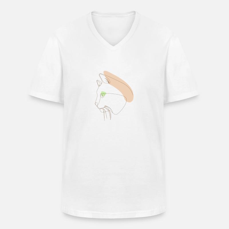Katze - Männer-T-Shirt mit V-Ausschnitt - Weiß