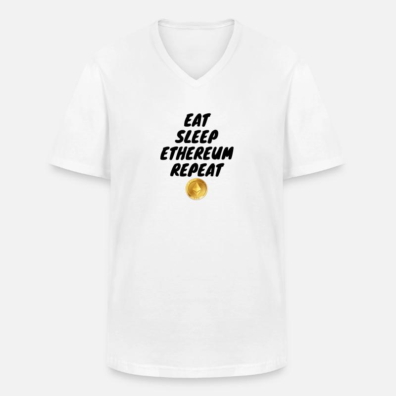 Krypto Eat sleep Repeat ETH - Männer-T-Shirt mit V-Ausschnitt - Weiß