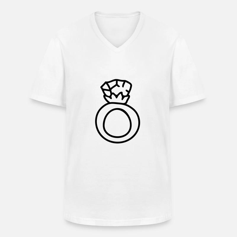 Ring - Ehering - Line - Männer-T-Shirt mit V-Ausschnitt - Weiß