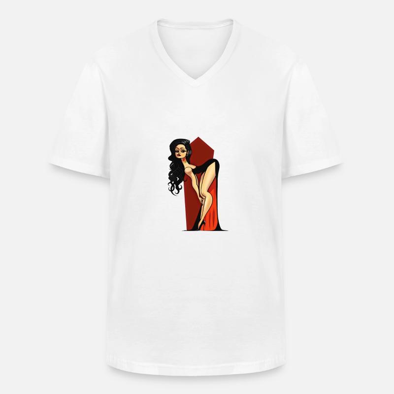 Vampire Pin-up - Men's V-Neck T-Shirt - white