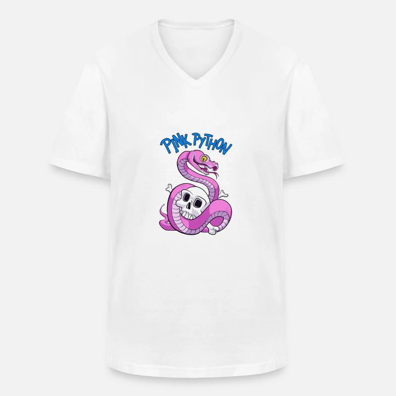 Pink Python (Blue) - T-shirt col V Homme - blanc