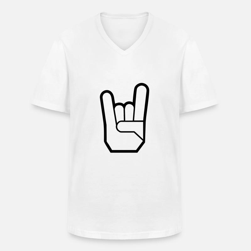 Rock Hand Pommesgabel Devilhand - Männer-T-Shirt mit V-Ausschnitt - Weiß