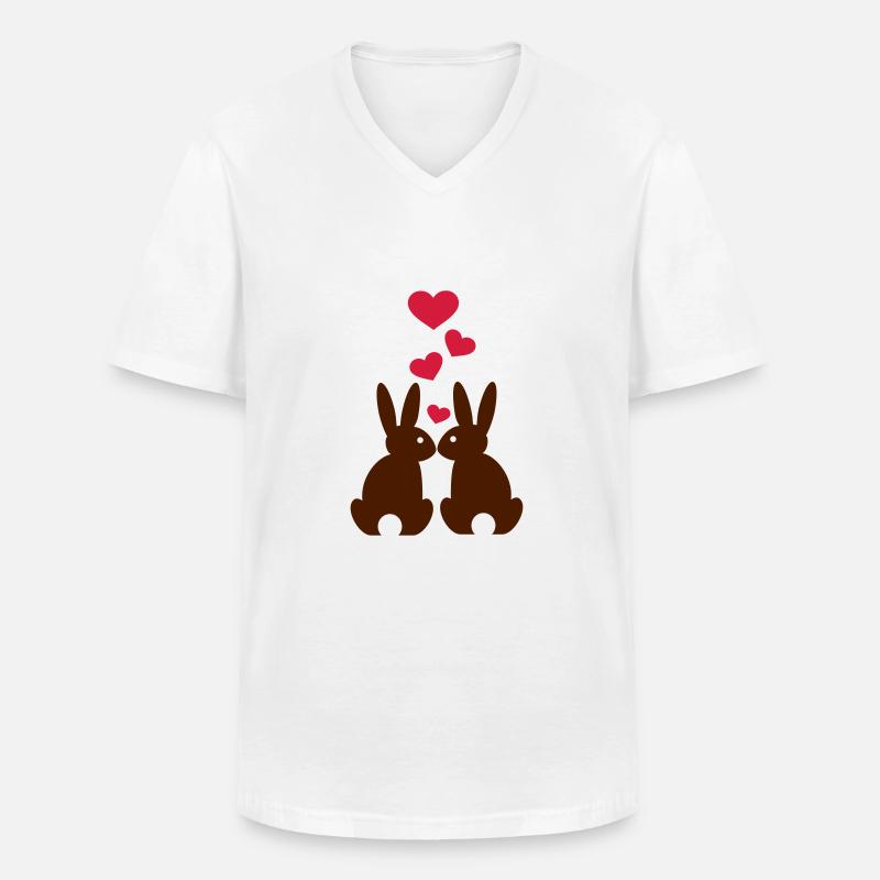 Hase - Männer-T-Shirt mit V-Ausschnitt - Weiß