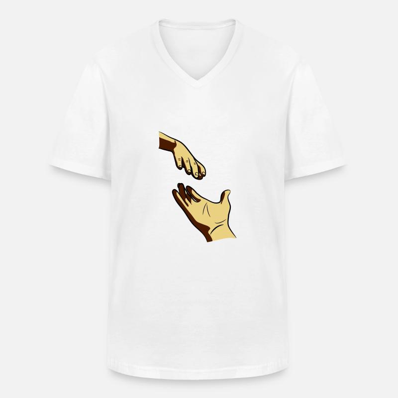Hand reichen geben - Männer-T-Shirt mit V-Ausschnitt - Weiß