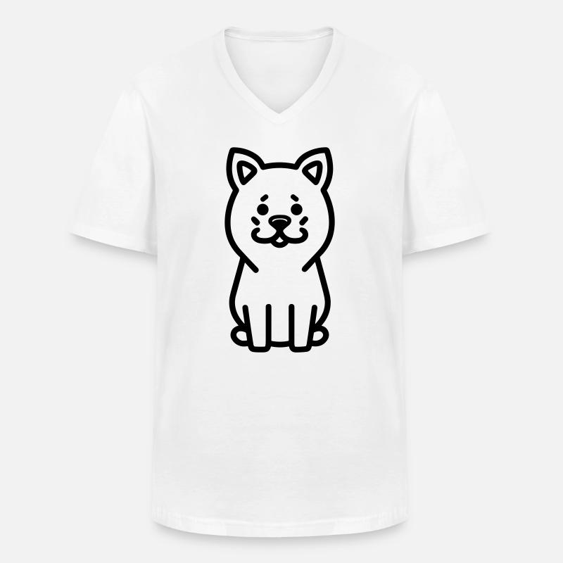 Hund - Männer-T-Shirt mit V-Ausschnitt - Weiß