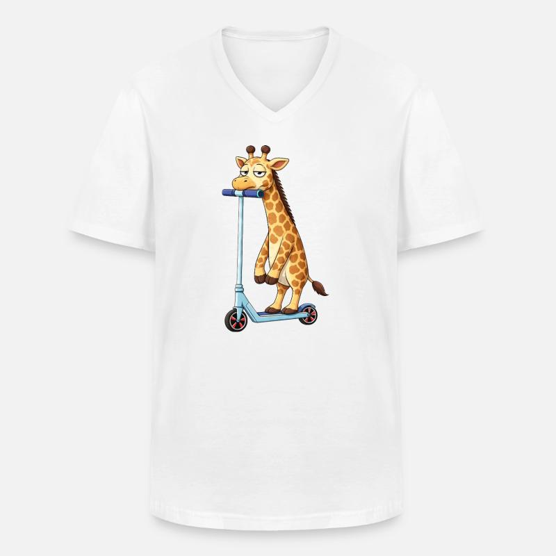 Süße Giraffe Roller Scooter Freundschaft Cartoon - Männer-T-Shirt mit V-Ausschnitt - Weiß