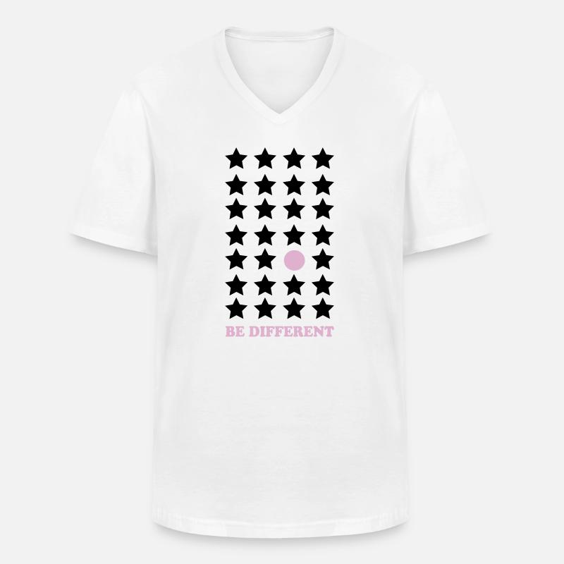 Sei Anders – Pastellpunkt Be Different - Männer-T-Shirt mit V-Ausschnitt - Weiß