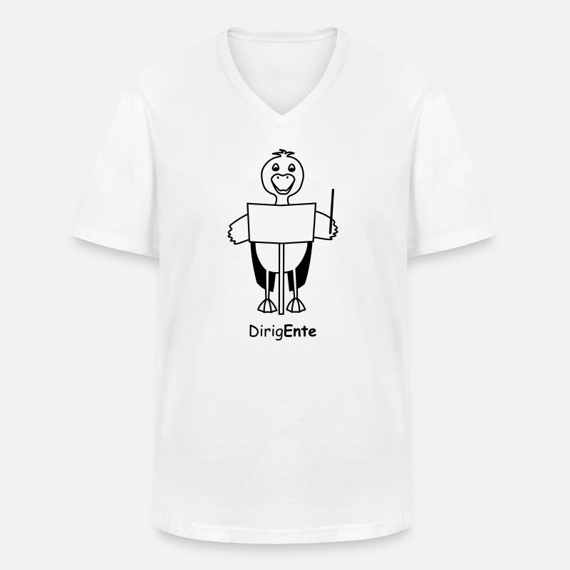 TIB_DirigEnte - Männer-T-Shirt mit V-Ausschnitt - Weiß