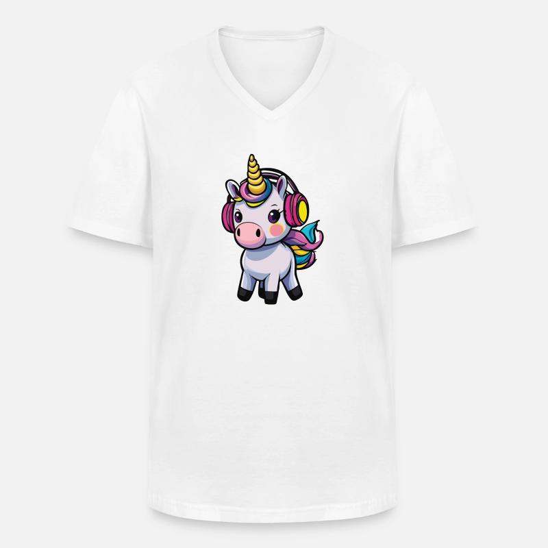 Cute Animals Einhorn 03 - Männer-T-Shirt mit V-Ausschnitt - Weiß
