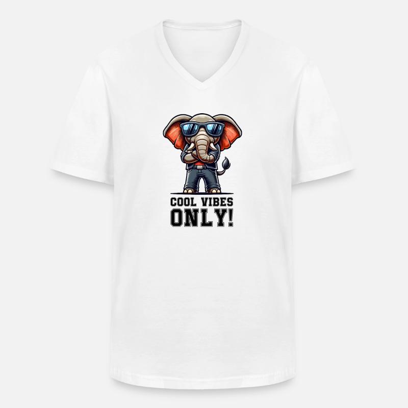 Elefant Comic cool - Männer-T-Shirt mit V-Ausschnitt - Weiß