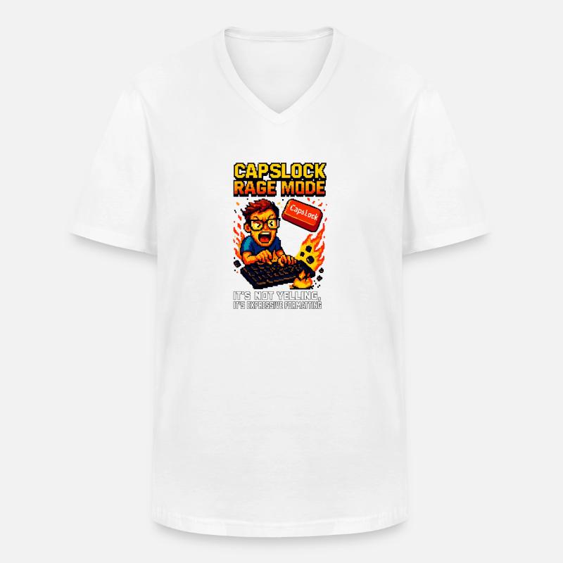 Capslock Rage Mode - Men's V-Neck T-Shirt - white