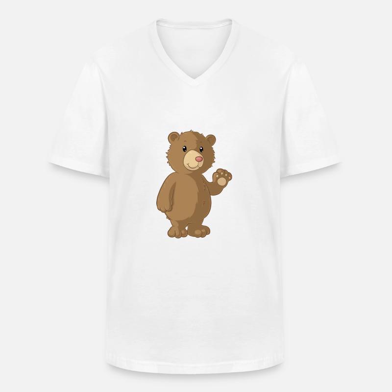 Winkender Comic Bär - Männer-T-Shirt mit V-Ausschnitt - Weiß