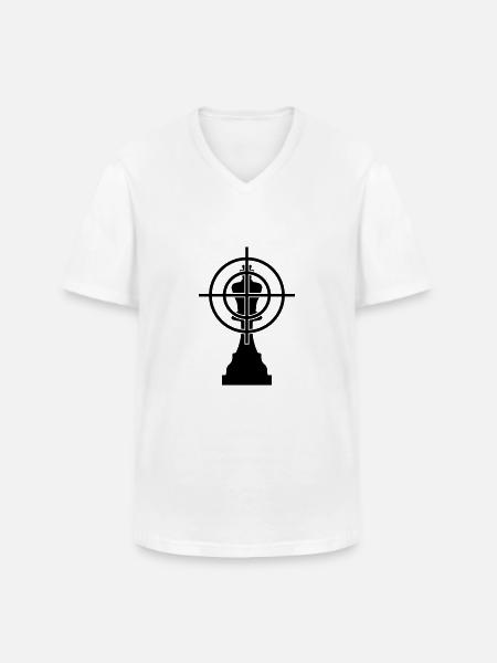 échecs - T-shirt col V Homme - blanc