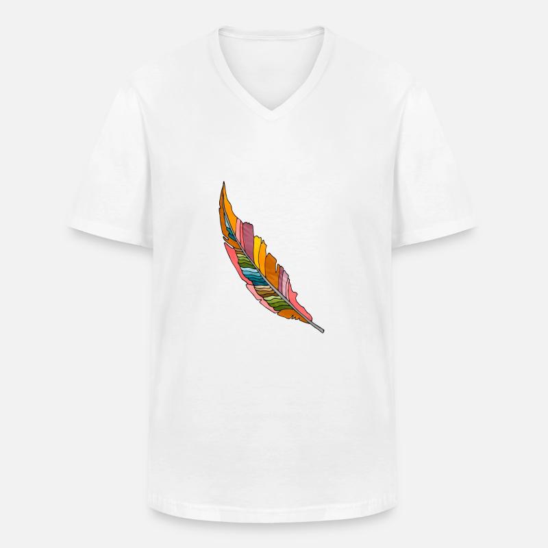 Feder - Männer-T-Shirt mit V-Ausschnitt - Weiß