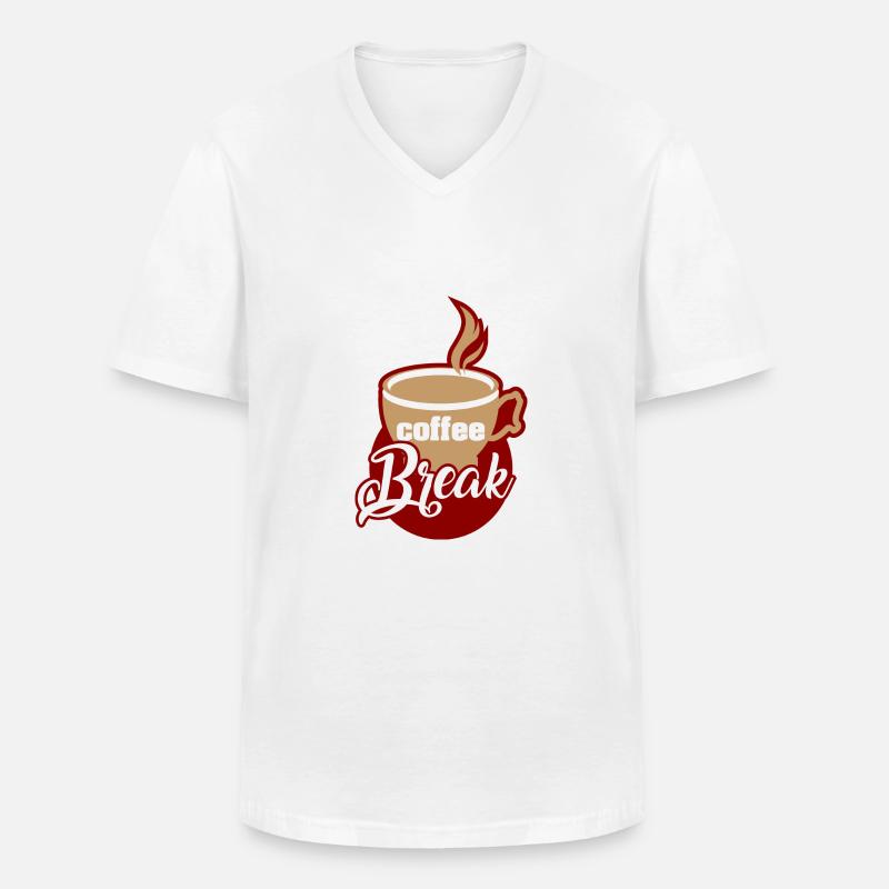 Coffee - Break - Männer-T-Shirt mit V-Ausschnitt - Weiß
