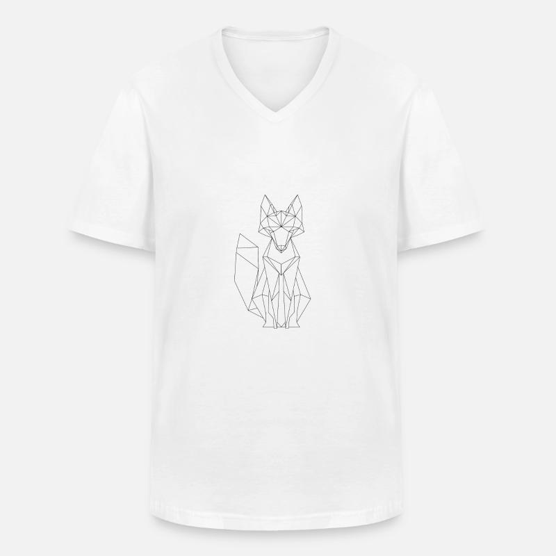 Fuchs Polygon Design - Männer-T-Shirt mit V-Ausschnitt - Weiß
