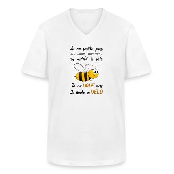 Abeille Vs Cycliste - Humour pour adepte du vélo - T-shirt col V Homme - blanc - Devant - AI Model Male 185 light (185cm)