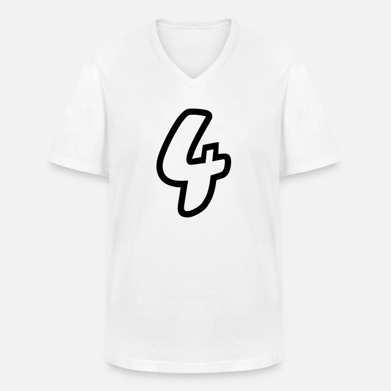 4 - Männer-T-Shirt mit V-Ausschnitt - Weiß
