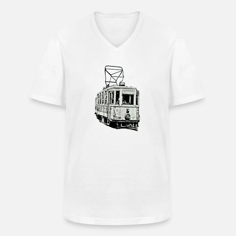 Tram Strassenbahn Train - Männer-T-Shirt mit V-Ausschnitt - Weiß