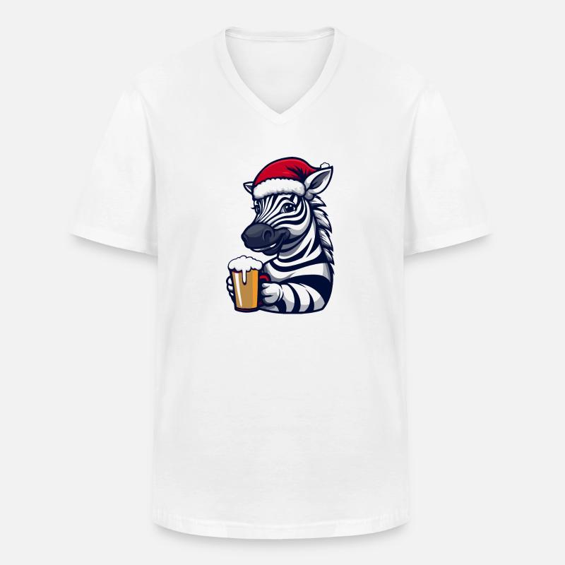 Zebra Weihnachten Bier - Männer-T-Shirt mit V-Ausschnitt - Weiß