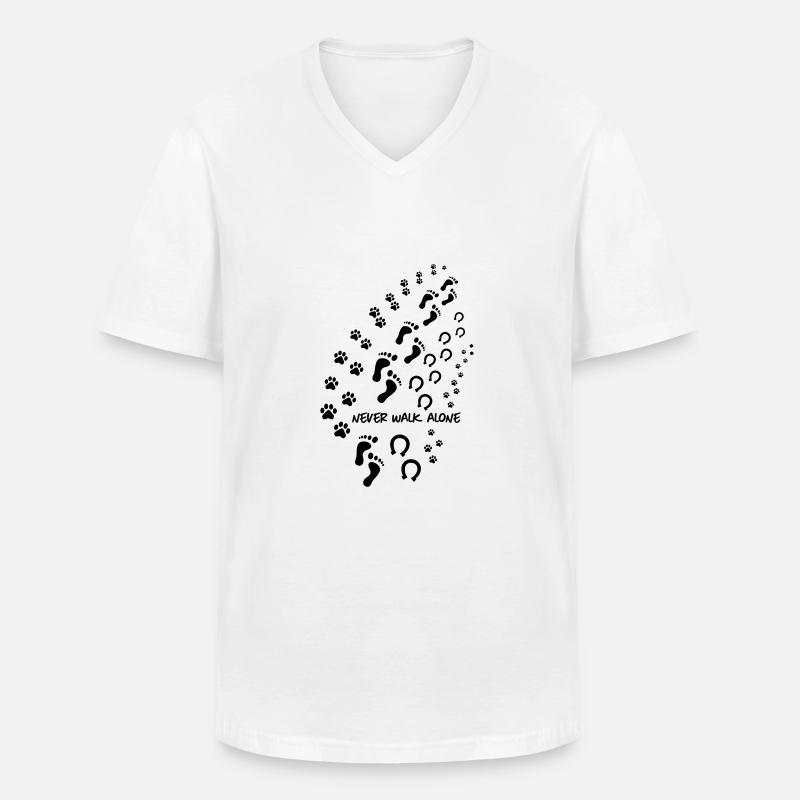 never walk alone 3 - Männer-T-Shirt mit V-Ausschnitt - Weiß